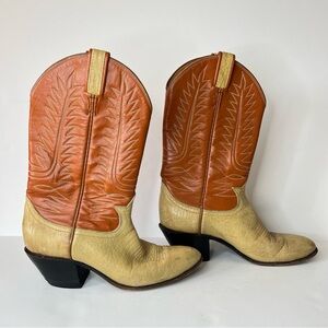 Vintage Tony Lama Cowboy Boots Women’s 5.5 Two Tone Leather Western